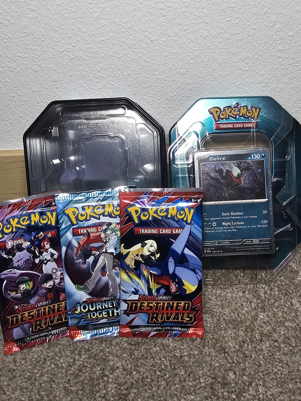 Trading Card Game Tin with Blue Darkrai Card & Blue Booster Packs